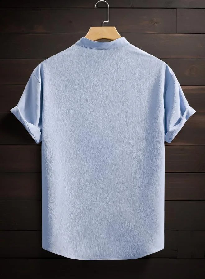 تايك تو قميص بأكمام قصيرة وياقة ماندارين